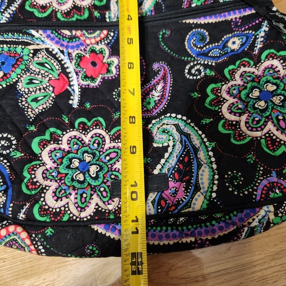 Vera Bradley Kiev Paisley Triple Zip Hipster Crossbody Shoulder Bag Black EUC - Picture 8 of 9